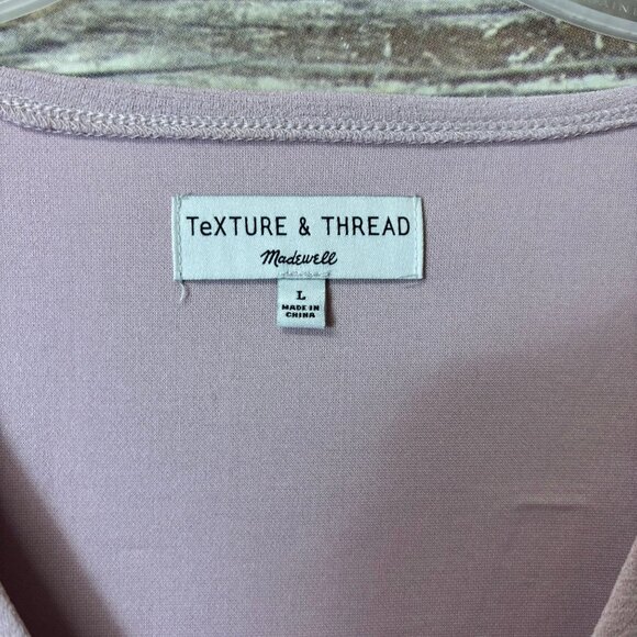 Madewell Texture & Thread Crepe Wrap Top L Large Light Pink Long Sleeve V Neck - Picture 4 of 6
